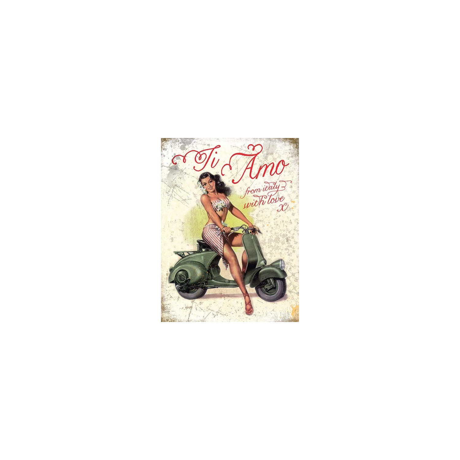 VESPA TI AMO Metal Advertising Sign (SMALL (200mm X 150mm))