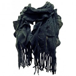 Warm Scarf - Black Soft Faux Wool Knitted Wrap Scarf LYDC...