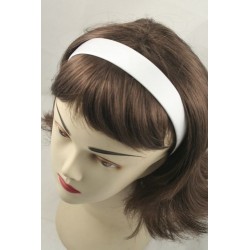 Aliceband - White plain 2.5cm wide satin headband alice band