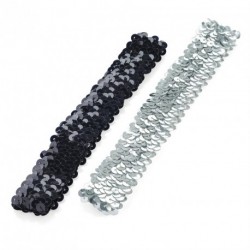 Two piece silver and black colour elasticated sequin head...