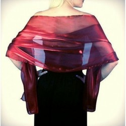 Rose Clip & Scarf - Burgundy Wine Large Organza ball wrap...