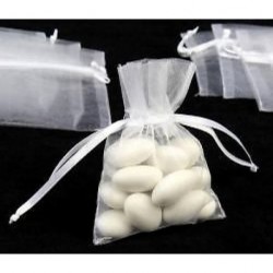 Organza Bag - White Wedding Favour Ring Organza Gift Bag...