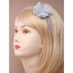 Headband - Raggy edge flower crystal centre lace fabric...