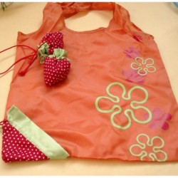 Eco Bag - Orange Flower Storage Handbag Red Strawberry...