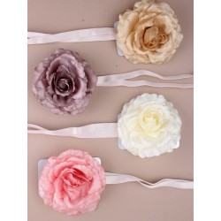 Headband - Floppy Silky fabric flower on stretch elastic...