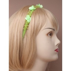 Headband - Fabric flowers pearl bead twist stretch...