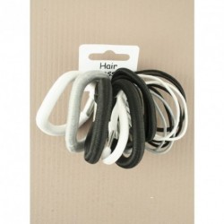 Hair Elastics B&W Set - Card of 16 Mixed Elastics.Black,...