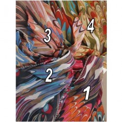 tied multi colour scallop design fabric headwrap. in 4...
