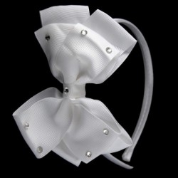 Headband Bow - Hair Bow diamante Clear gem Hair Band Pink...