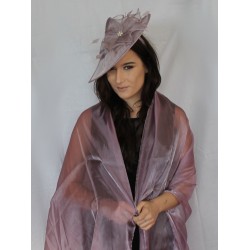 Scarf - Light purple colour metallic look scarf.