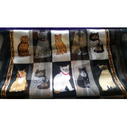 Ladies Scarf - Soft Feel Navy Blue with Cat print Stole...