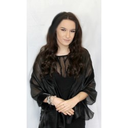 Black metallic look scarf. - (SC30471)