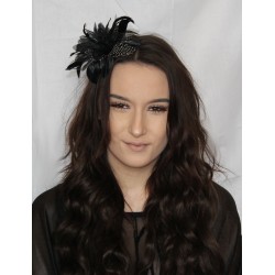 Fascinator Headband Hair Band - Feather flower narrow...
