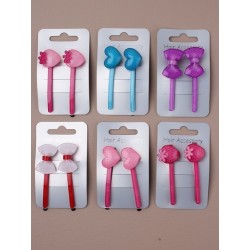 Hair grips - 2 x 6cm grips with strawberry, heart or bow...