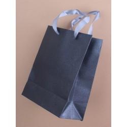 Gift Bag - dark grey metallic gift bag with ribbon...