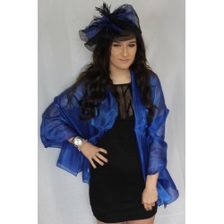 Royal Blue Organza ball wrap Shawl Stole Evening Scarf...