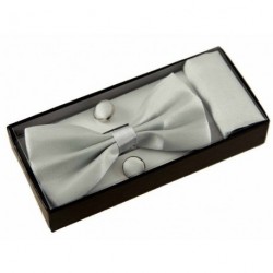 BOW Tie Cufflinks Pocket Square HANDKERCHIEF Men Boy...