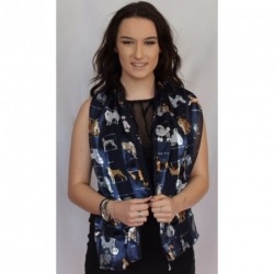 Scarf - Soft Feel Navy Blue Scarf with Pet Dog Puppy...