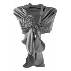 Scarf and Flower Clip - Soft Shiny Satin Shawl Wrap Stole...