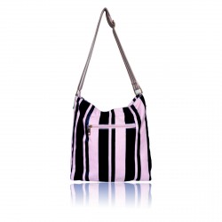 Gessy Black & Nude Canvas Striped Tote Shoulder Changing Daily Student bag