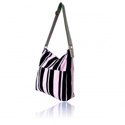 Gessy Black & Nude Canvas Striped Tote Shoulder Changing Daily Student bag