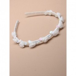 Headband - White Ribbon Alice band with Rosebud Detail
