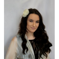Scarf & Rose Clip Brooch - Cream Large Organza ball wrap...