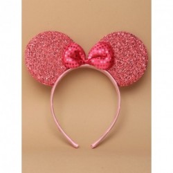 Headband - Light Pink sparkly mouse ears with Fuchsia...