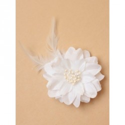 One White fabric flower on a forked beak clip with...