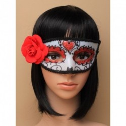 Masquerade Mask - White and red glitter sugar skull mask...