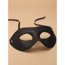 Masquerade mask - Black glitter with black ribbon ties...
