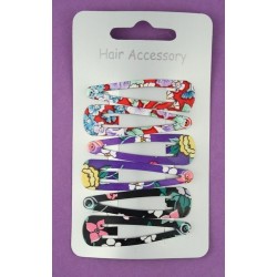 Sleepies Hair Clips - 6 x 5cm Colourful flower print...