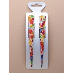 Beak Hair Clip - Brightly coloured daisy print (13cm)...