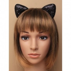 Headband - Sparkly black cat ears on a narrow satin...