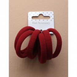 Hair Elastics - Set of 6 Thick burgundy jersey fabric...