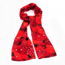 Christmas Scarf - Red with Santa Snowflake & Sleigh Print...