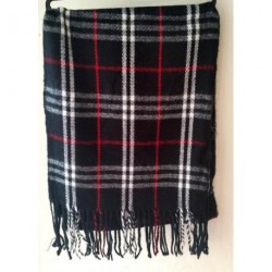 Men's Scarf - Red Black White Soft Check Tartan Print Men...