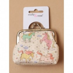 Coin Purse - Unicorn printed fabric coin purse with ball...