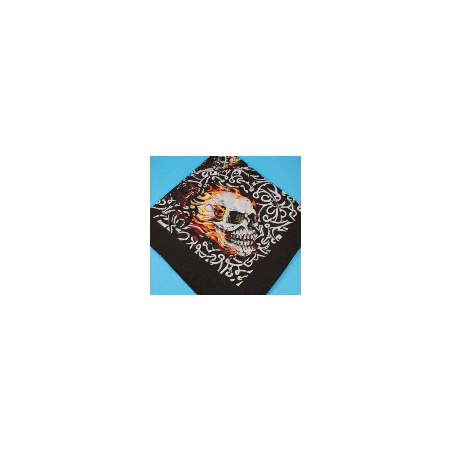 Bandana - Flaming skull black and white bandana