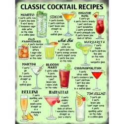 Novelty Metal Signs - Classic Cocktail Recipes Small Sign...