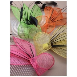 Fascinator Comb - Triple pointed net and black feather...