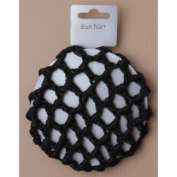 Hair Bun Net - Black shiny ribbon bun net