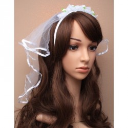 Veil Headband - White rosebud plastic White veil alice...
