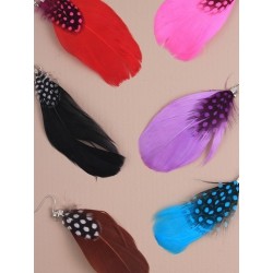 Earrings - Pair of Large bright coloured feather dropper...