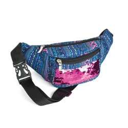 Bag - Purple and pink tone sequin bum bag. - (BG31851)