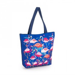 Bag - Blue and pink tone flamingo design bag. - (BG31836)