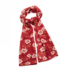 Scarf - Burgundy tone flower print scarf. - (SC31828)