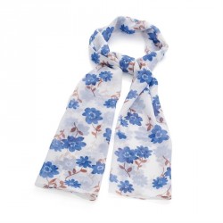 Scarf - Blue tone flower print scarf. - (SC31827)
