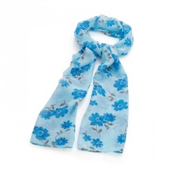 Scarf - Blue tone flower print scarf. - (SC31826)