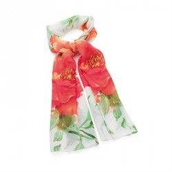 Scarf - Red and white flower print scarf. - (SC31824)